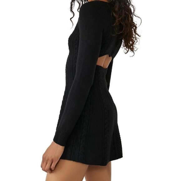 Free People Small World Mini Black Sweater Dress Size XS - Picture 11 of 16